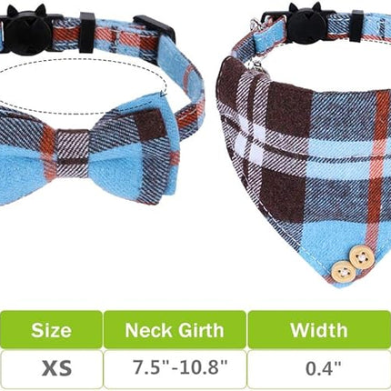 Faleela Breakaway Cat Collar with Bells - 2 Pack Cat Collar with Bells, Cat Collars with Bandana, Accessories for Pet Collars, Adjustable for Cats and Small Dogs