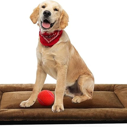 Dog Beds Crate Pad for Medium/Large Dogs Ultra Soft Dog Crate Bed Washable & Anti-Slip Kennel Pad for Dogs Cozy Sleeping Mat,Brown 36inch