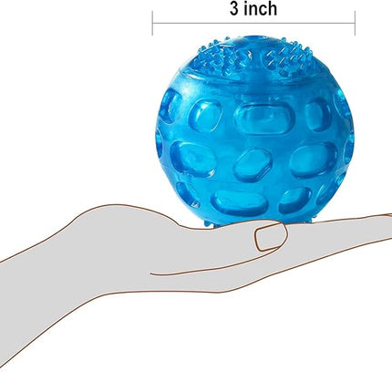 3'' Squeaky Dog Toy Balls for Lagre Medium Puppy, Indestructible Dog Balls for Playing, Fetching & Retrieving, Durable Aggressive Chewers, 3 PCS Purple+Blue+Green