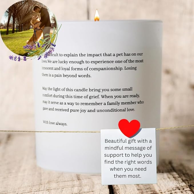 Premium Paw Prints Pet Memorial Candle – Dog Memorial Gifts for Loss of Dog, Pet Loss Sympathy Gift, Paraffin-Free Soy Wax with Tiger’s Eye, Clear Quartz & Coffee Beans – Thoughtful Remembrance Gift