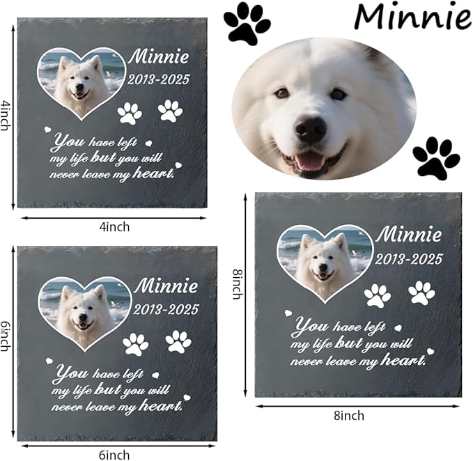 Dog Memorial Gifts for Loss of Dog, Personalized Pet Memorial Stone, Custom Dog Grave Marker with Name & Photo, Sympathy Gifts for Bereaved Pet Owners, Cemetery Decor (Style J)