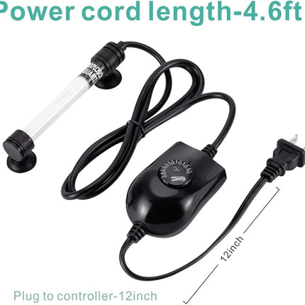 hygger 50W Mini Inline Quartz Glass Aquarium Heater with External Controller, Adjustable Submersible Betta Fish Tank Thermostat for 5-15 Gallon
