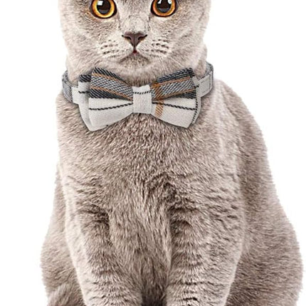 Faleela Breakaway Cat Collar with Bells - 2 Pack Cat Collar with Bells, Cat Collars with Bandana, Accessories for Pet Collars, Adjustable for Cats and Small Dogs (Beige+Brown)