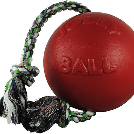 Jolly Pets Romp-n-Roll Rope and Ball Dog Toy, 4.5 Inches/Small, Blueberry for All Breed Sizes