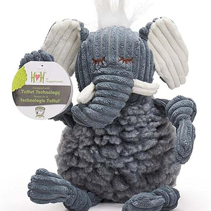 HuggleHounds Knottie Plush Dog Toy - Dog Stuffed Animal Toy, Puppy Toys, Squeaky Dog Toy for Small, Medium & Large Dogs, Durable Plush to Keep Them Busy - Ellamae Elephant, Large