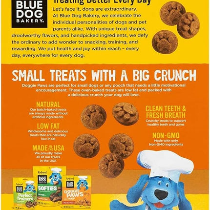 Blue Dog Bakery Natural Dog Treats, Doggie Paws, Peanut Butter, 16.2oz (6 Count)