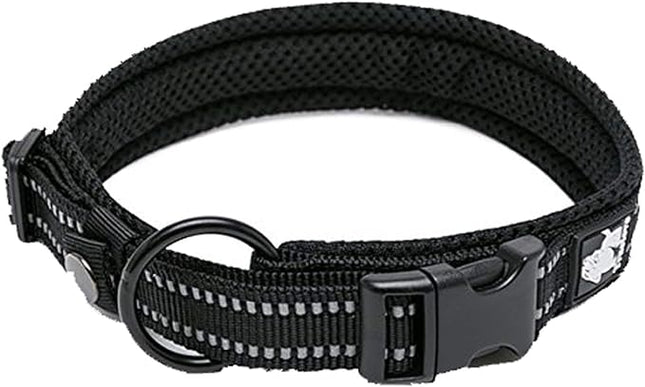 Dog Collar Reflective Premium Duraflex Buckle,High Grade Nylon Webbing No Choke Basic Collars Truelove TLC5011(Black,2XS)