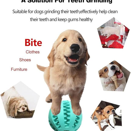 Idepet Dog Toy Ball, Nontoxic Bite Resistant Toy for Dogs & Cats, Dog Food Treat Feeder, Chew Tooth Cleaning Exercise Game & IQ Training Ball (2 Pack - Blue & Green, 1.95 inch)