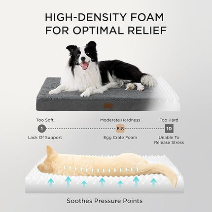 Bedsure XL Dog Beds Large Sized Dog -Orthopedic Flat Extra Large Pet Beds with Removable Washable Cover, Egg Crate Foam Mat, Suitable for Pet Up to 100 lbs