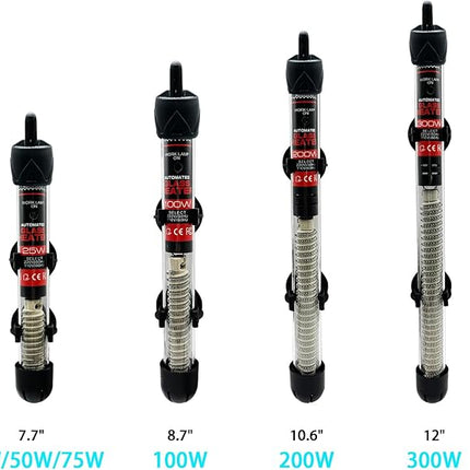Fish Tank Aquarium Heater - Adjustable Temperature Submersible Thermostat Heater,25W/50W/100W/150W/200W/300W