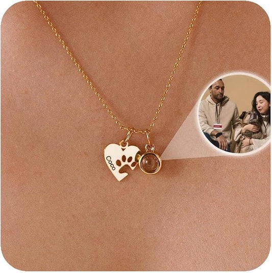 Customized Paw Print Necklace Personalized Pet Name Necklace Custom Engraved Dog Cat Paw Pendant Necklace Pet Memorial Gift for Pet Lovers