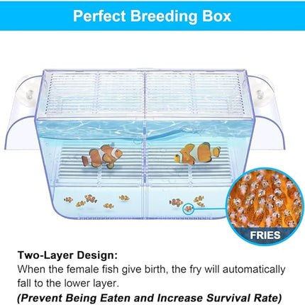 Fish Breeding Box Aquarium Holding Tank Transparent Fish Isolation Box Acclimation Hatchery Incubator Breeder for Betta Shrimp Clownfish Guppy Large