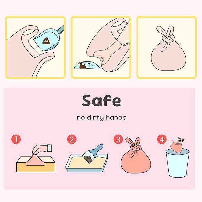 Odor-Sealing Dog Poop Bags with Handles, 160-Count Large Capacity (5L) Pet Waste Bag, Unscented Poop Bags for Dogs or Cat Litter, Conceals Smell & Mess(Pink)