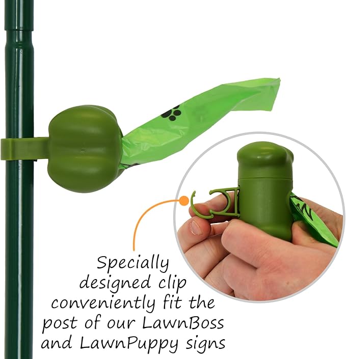 SmartSign Please Clean Up After Your Pet Yard Sign & Clip-On Plastic Dispenser Combo/Kit, 10"x12" Aluminum Sign with 3ft Steel Stake, Compact Dispenser Preloaded with a 15 Dog Poop Bags Roll