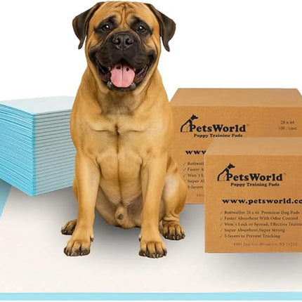 PETSWORLD 2XL Puppy Pads, 28x44 Inch, 200 Count| Ultra-Absorbent, Leak-Proof Dog Pee Pads for Potty Training