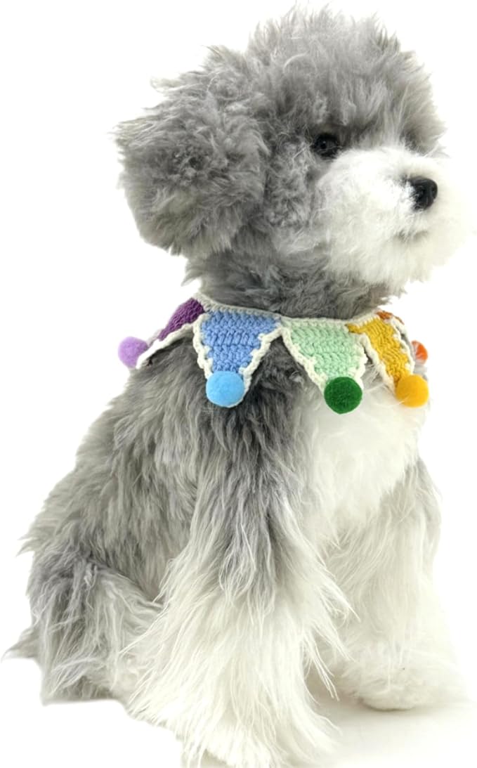 Halloween Cat Costume,Handmade Knitted Rainbow Dog Bandanas,Five-Pointed Star Cat Outfit,Dog Costume,Outfit Accessories(Rainbow)