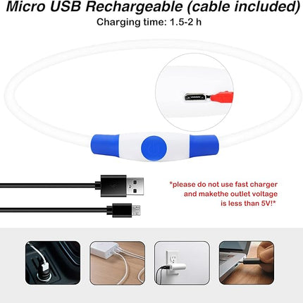 Light Up Dog Collars, USB Rechargeable Dlitk LED Dog Collar 1 Count, TPU Cuttable Size Glow Collar for Dogs, Dog Collar Light, Please Do Not Use Fast Charging (Blue+Pink)