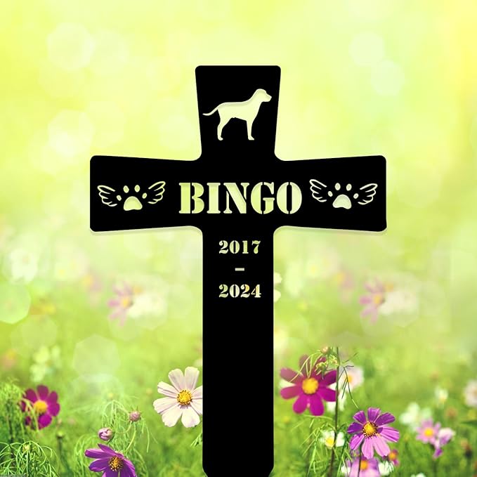 Personalized Metal Dog Grave Markers Stake, Pet Memorial Outdoor Garden Sign Plaque, Custom Pets Name Marker for Cemetery, Pet Loss Sympathy Gift