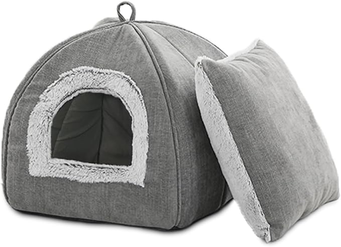 WINDRACING Cat Bed Cave-Cat Beds for Indoor Cats,Kittens and Large Pets,Foldable and Washable with Removable Cushioned and Anti Slip Bottom(Large,Grey)