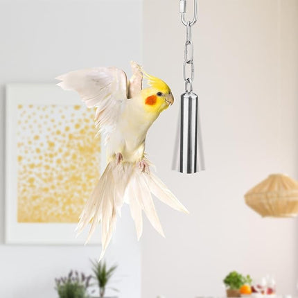 Hypeety Stainless Steel Bells Toy for Bird Parrot Macaw African Greys Amazon Eclectus Cockatoo Parakeet Cockatiels Birds Squirrel Cage Stand (S)