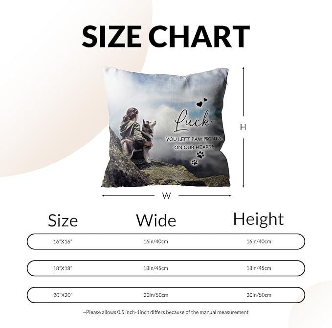 Custom Pet Memorial Throw Pillow with Photo, Personalized Sympathy Gifts for Dog Cat Loss, Pet Memorial Gifts for Pet Loss, Birthday, Christmas, (16x16 Inch)