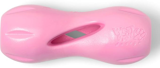WEST PAW Zogoflex Qwizl Dog Puzzle Treat Toy – Interactive Chewing for Dogs – Dispenses Pet Treats – Brightly-Colored Dog Enrichment Toy for Aggressive Chewers, Fetch, Catch, Large 6.5", Bubblegum