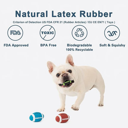 Squeaky Dog Ball, Soft Latex Rubber Squeaky Toy for Small Dogs Puppies, Cute Bounce Squeak Football for Fetch Play