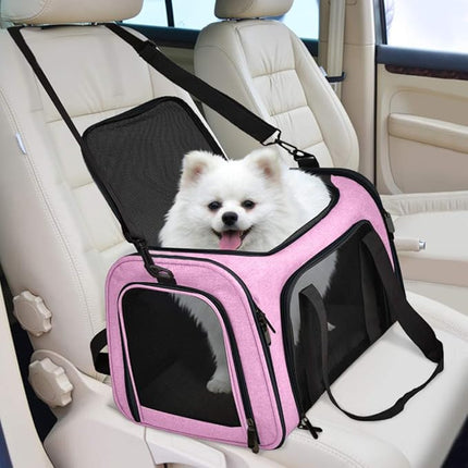 Large Cat Carriers Dog Carrier Pet Carrier for Large Cats Dogs Puppies up to 25Lbs, Big Dog Carrier Soft Sided, Collapsible Travel Puppy Carrier - Large - Pink
