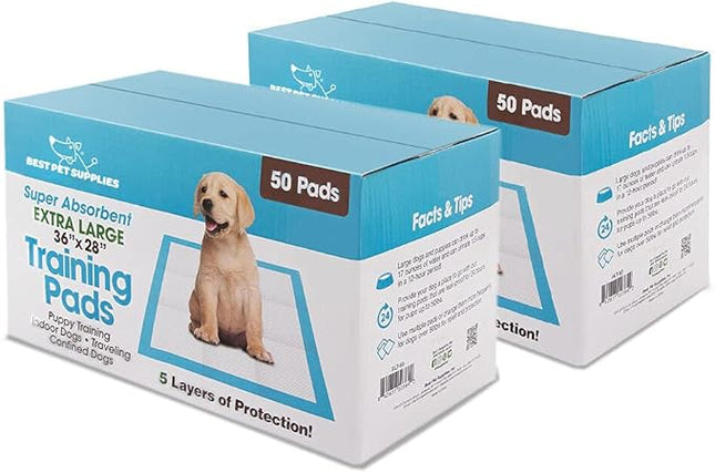 Best Pet Supplies XL Puppy Pads 100 Count - Super Absorbent Dog Training Pads, Quick-Dry, Odor Control, Disposable Pee Pads, Leak-Proof Wee Wee Pads for Indoor Dogs – Baby Blue XL, 100 Pack