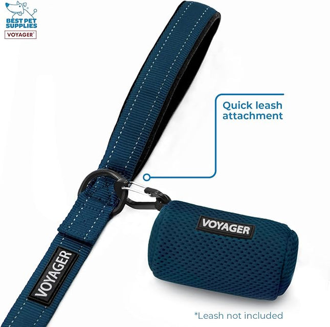 Best Pet Supplies 2-Pack Dog Poop Bag Holder Leash Attachment, Color, Reusable Mesh Dispenser Pouch for Travel, Walking, Park, and Outdoor Use, Soft and Durable with Clip-On - Mesh Blue