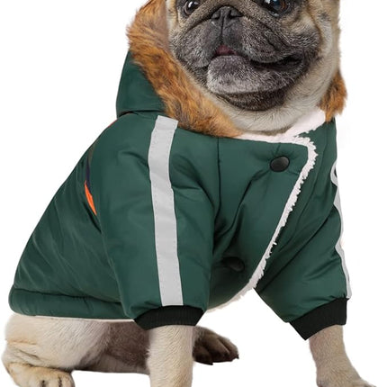 Queenmore Warm Dog Winter Coat, Cold Weather Waterproof Snow Jacket with Reflective Hoodie, Long Sleeves for Small to Large Dogs