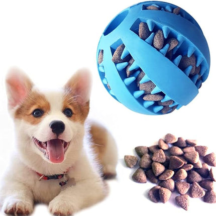 Dog Treat Toy Ball, Dog Tooth Cleaning Toy, Interactive Dog Toys(1 Green+1 Blue) 2.8" Pack of 2