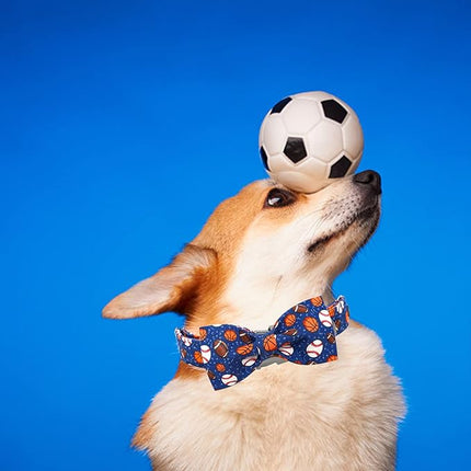 Elegant Little Tail Balls Print Dog Collar with Bow - Soft, Adjustable for Small to Large Dogs