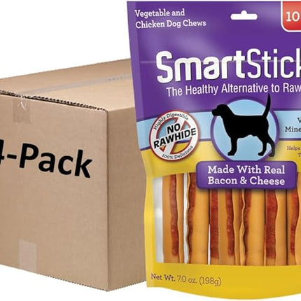 SmartBones SmartSticks, Treat Your Dog to a Rawhide-Free Chew Made With Real Bacon and Cheese, 10 count (24 pack)