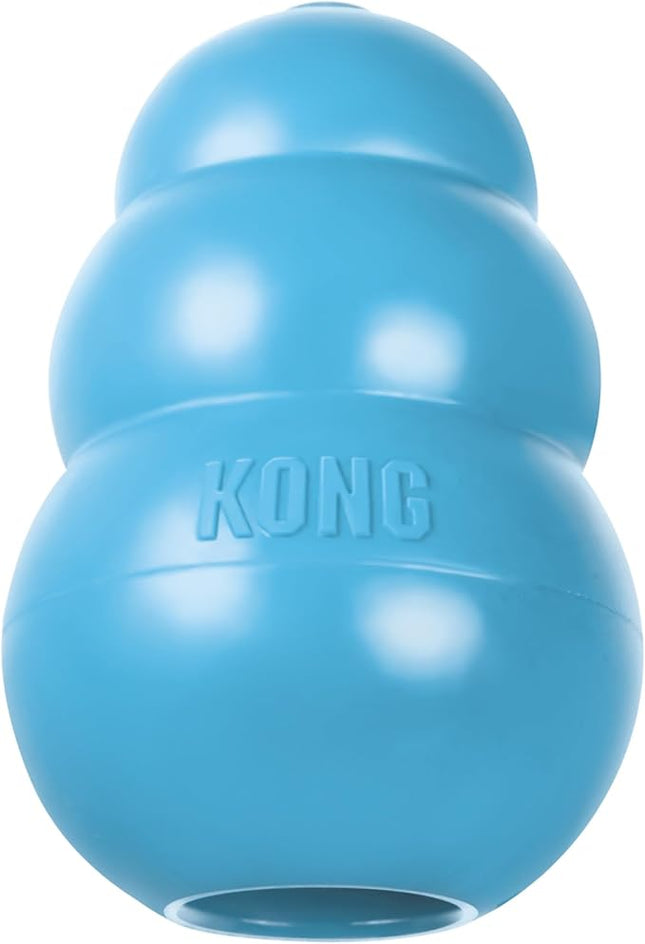 KONG Puppy - Natural Teething Rubber Chew Toy for Dogs - Stuffable Dog Toy for Extended Playtime - Chew & Fetch Toy for Puppies - for Medium Puppies - Blue