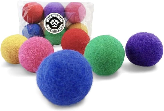 Wool Cat Balls - Safe Silent Felt Ball Toys - Fun Colorful Soft Quiet Wool Kitty Toys - Unique for Cat Lovers - Hand Made in Nepal