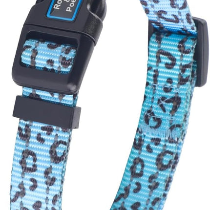 Roses&Poetry Small Dog Collar, Cute Leopard Style Adjustable Reflective Puppy Collars Durable Pet Collars for Small Medium Large Dogs(Azure-Leopard S)