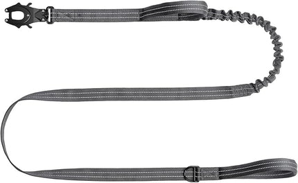 ICEFANG Tactical Dog Leash,K9 Training Walking Bungee Lead with 2 Control Handle,Heavy Duty Quick Release Metal Clasp,for Medium Large Breed (Reflective Grey, 6 FT)