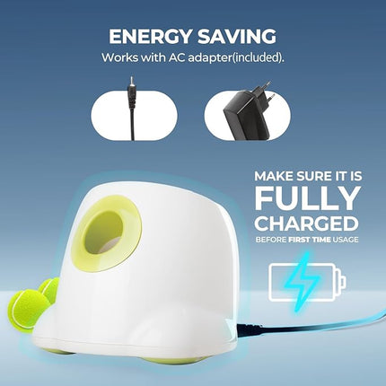 ALL FOR PAWS Automatic Ball Launcher for Dogs Interactive Puppy Pet Ball Outdoor Thrower Fetch Machine, 6 Balls Included (2.5 inch) for Medium to Large Dogs, Rechargeable Battery