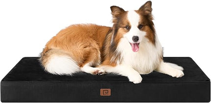 EHEYCIGA Waterproof Dog Bed Orthopedic 35"x23", Memory Foam Pet Bed for Larged Size Dogs, Washable Pet Mat with Removable Cover, Black