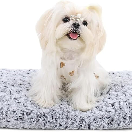 KSIIA Washable Dog Bed Deluxe Plush Dog Crate Beds Comfy Kennel Pad Anti-Slip Pet Sleeping Mat for Large, Jumbo, Medium, Small Dogs Breeds, 21" x 13", Gray