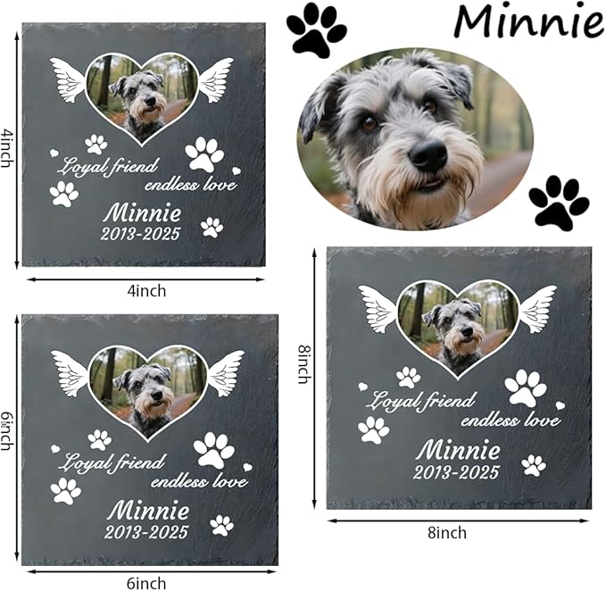 Dog Memorial Gifts for Loss of Dog, Personalized Pet Memorial Stone, Custom Dog Grave Marker with Name & Photo, Sympathy Gifts for Bereaved Pet Owners, Cemetery Decor (Style I)