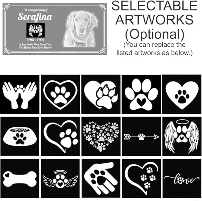 Personalized Pet Memorial Stones, Headstones for Pet, Dog, Cat, Black Granite Memorial Garden Stones,and Gifts for Lost Pets.