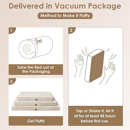 EHEYCIGA Waterproof Dog Bed Orthopedic 30"x20", Memory Foam Pet Bed for Medium Dogs, Washable Pet Mat with Removable Cover, Beige