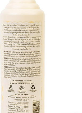 Burt’s Bees Manuka Honey Tearless 2 in 1 Shampoo and Conditioner for Puppies with Jojoba Oil, 16 Fl Oz