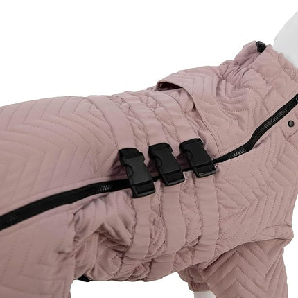 Lotus Warm Dog Coat, Double Layers, Windproof, Waterproof, Reflective, Pink, Small to Large Sizes