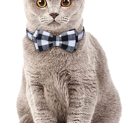 Faleela Cat Collar Bandana Bells Set - 2 Pack Set Cat Collar Breakaway with Cute Bow Tie and Bell, Adjustable from 7.8-10.5 Inch, Soft and Comfortable for Kitty and Some Puppies
