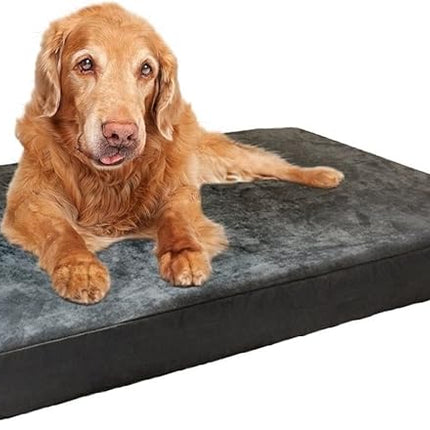 Dogbed4less Orthopedic Dog Bed with Memory Foam for Medium Large Pet, Waterproof Liner, Washable Microsuede Gray Cover, 41X27X4 Inch (Fit 42X28 Crate)