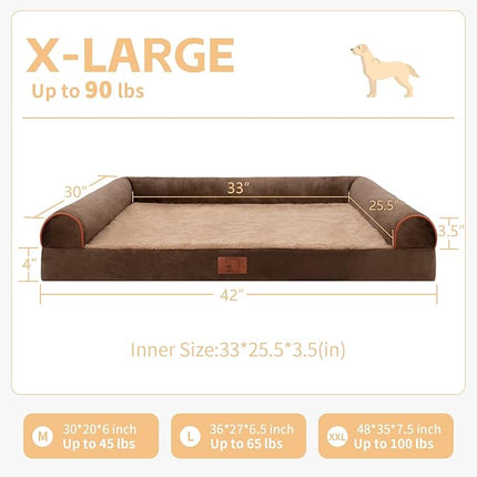 XL Orthopedic Dog Bed for Large Dogs, Waterproof Egg Crate Foam Dog Beds with Removable Washable Cover, XLarge Pet Bed Soft Sofa Couch with Non-Slip Bottom