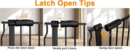 HOOEN 30" Tall Extra Wide Baby Gate for Stairs Doorways 57.5 to 62 Inch Large Long Dog Gates Tension Baby Gate Walk Through Child Gates for Kids or Pets Indoor Safety Gates